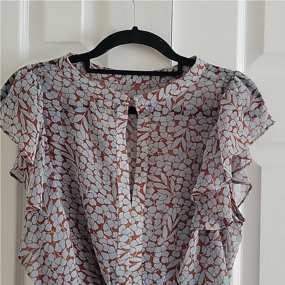 ANTHROPOLOGIE Feather Bone Allegra Top Ruffles Smocked M - Picture 6 of 9